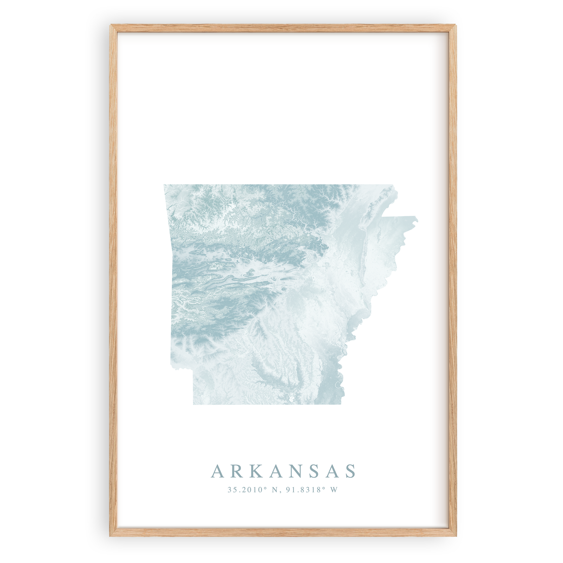 arkansas map poster in wood frame