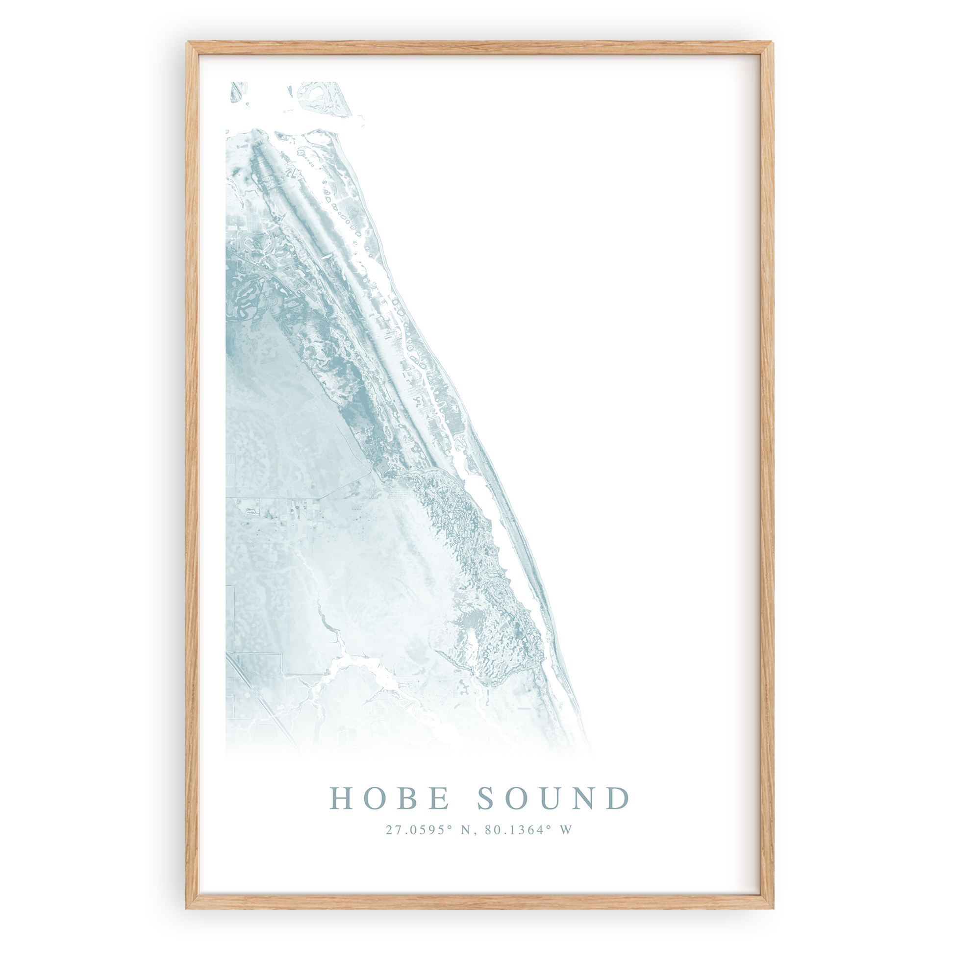 hobe sound florida map print in wood frame