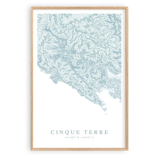 cinque terre italy map print in wood frame