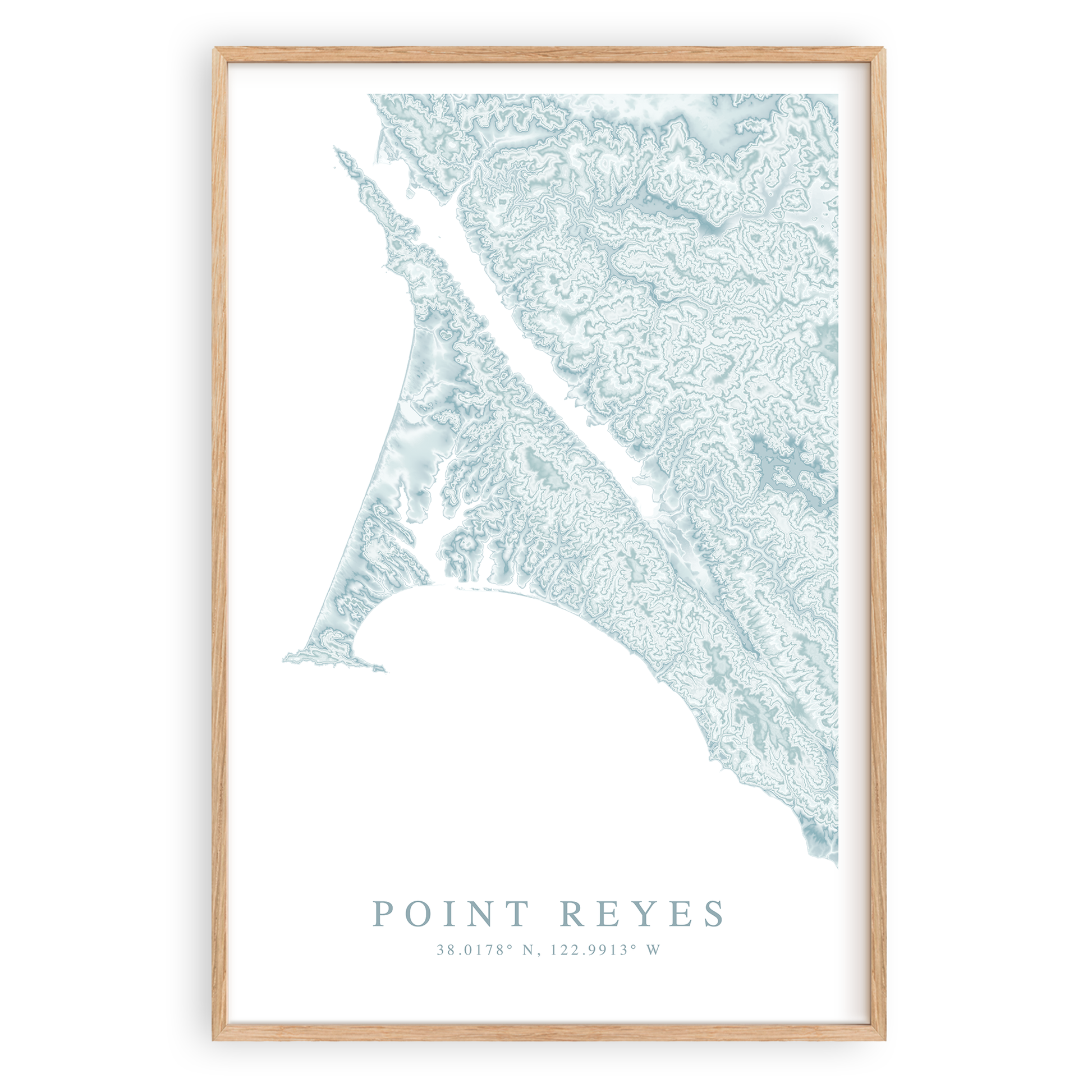 point reyes california map print in wood frame