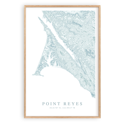 point reyes california map print in wood frame