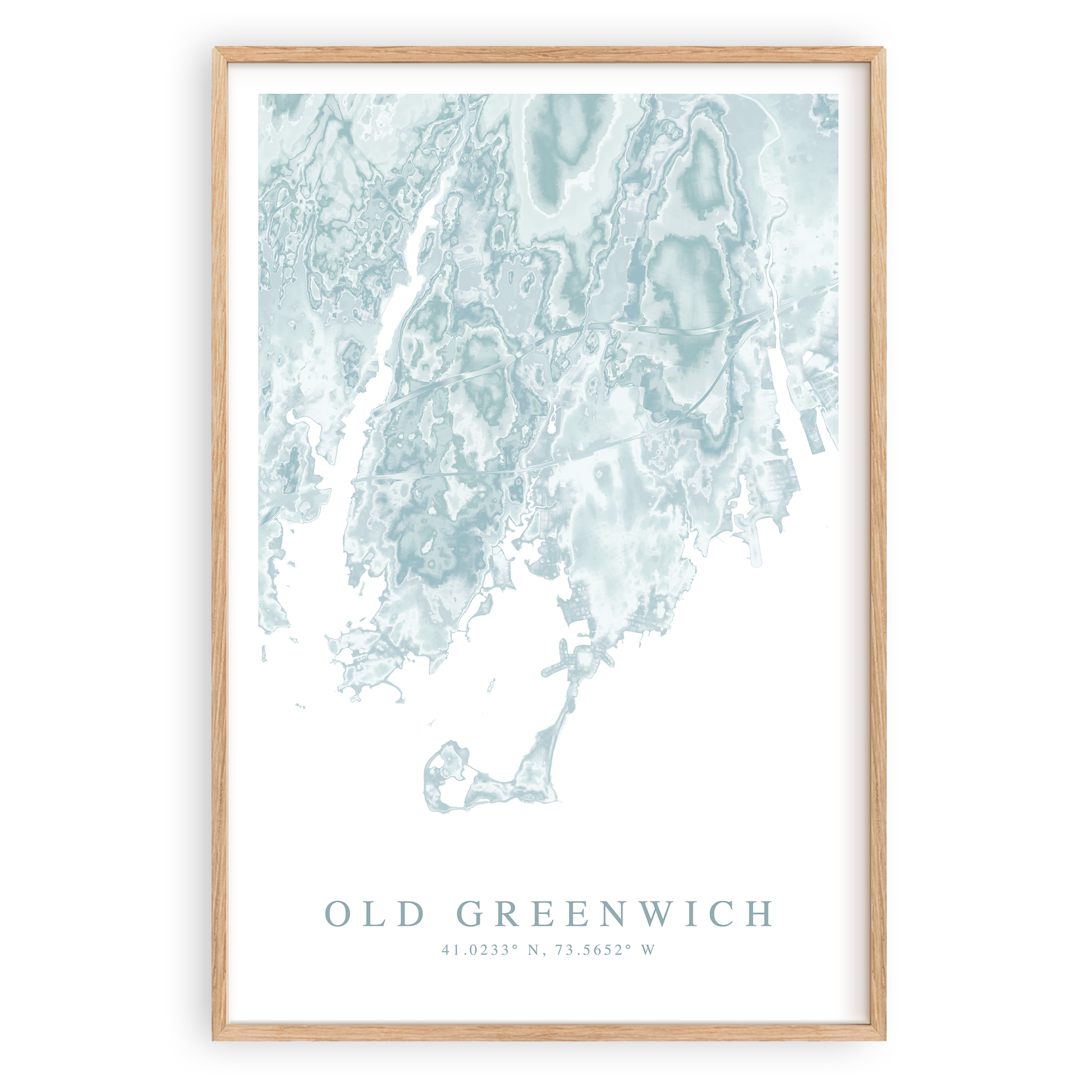 old greenwich connecticut map print in wood frame