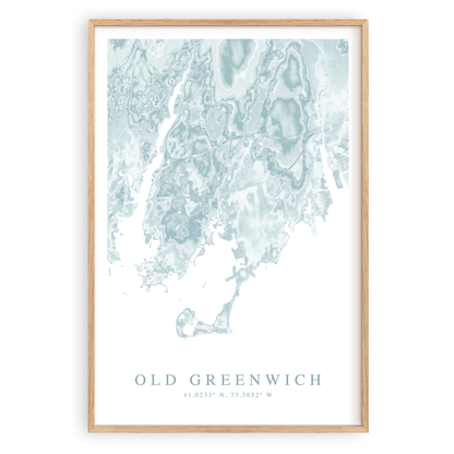 old greenwich connecticut map print in wood frame