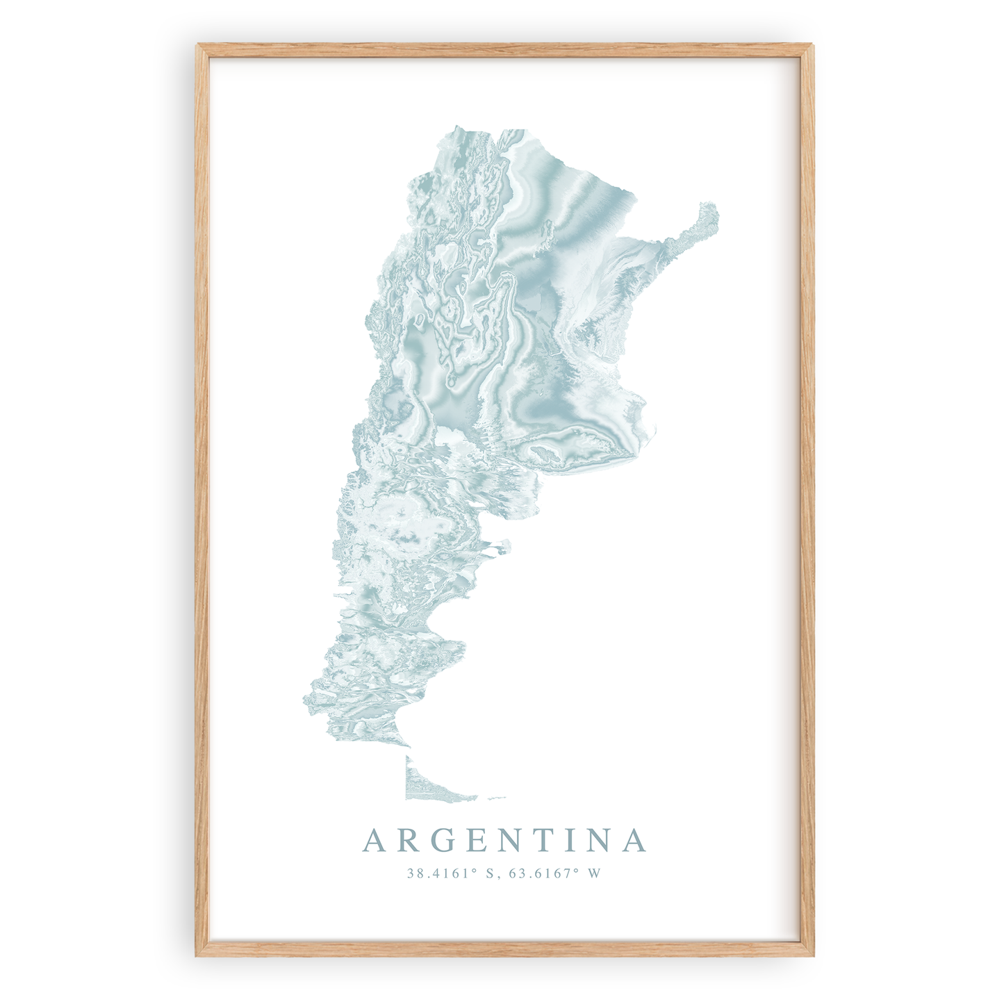 argentina map print in wood frame