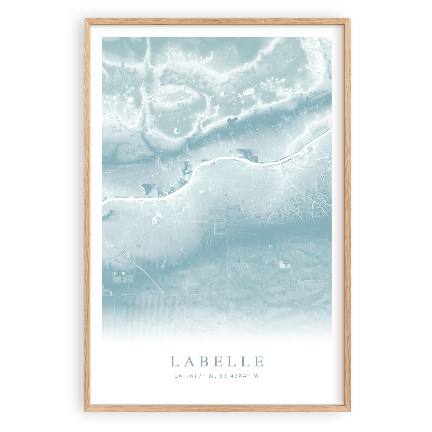 LaBelle florida map print in wood frame