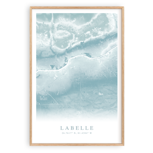 LaBelle florida map print in wood frame