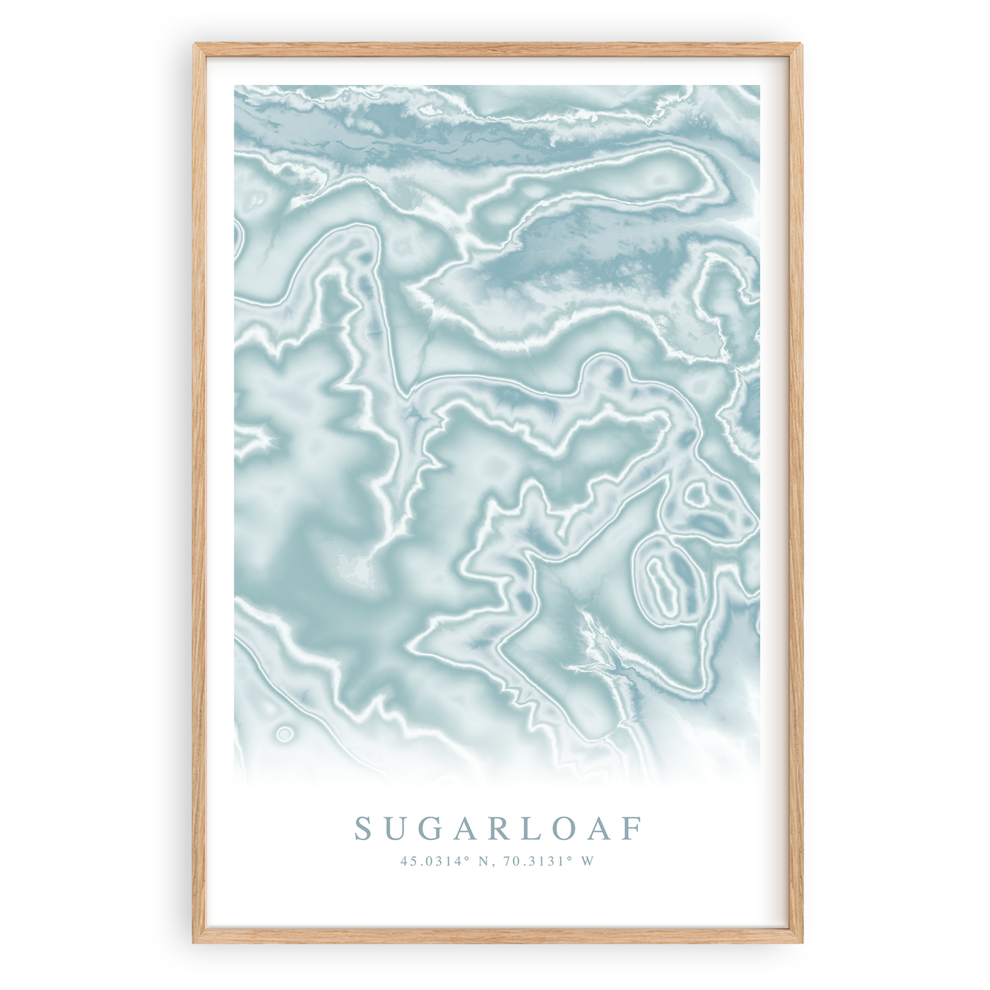 sugarloaf maine map print in wood frame