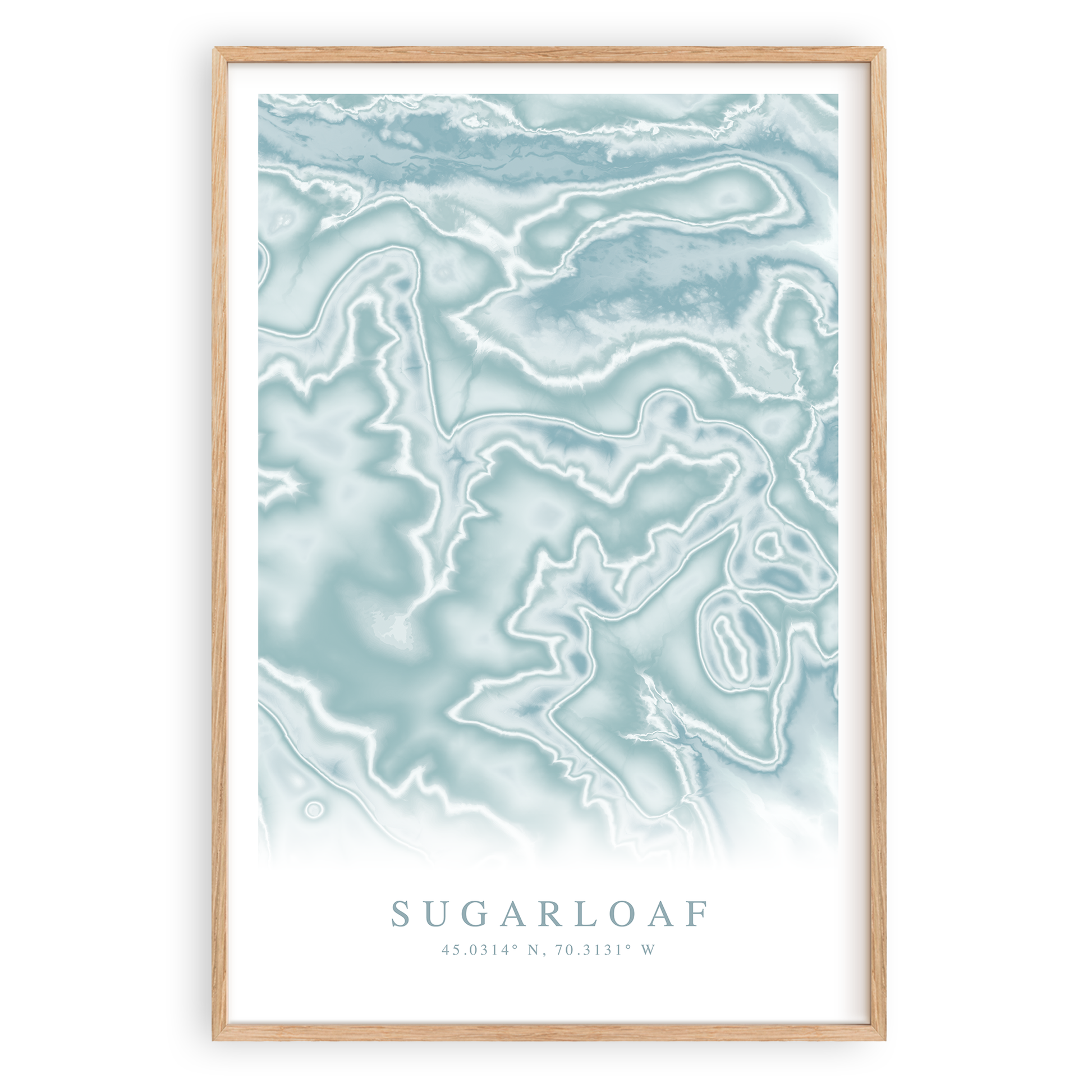 sugarloaf maine map print in wood frame