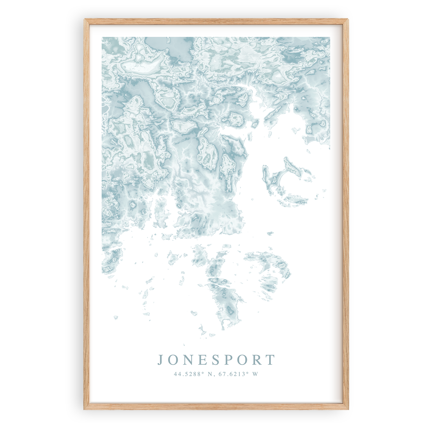 jonesport maine map print in wood frame