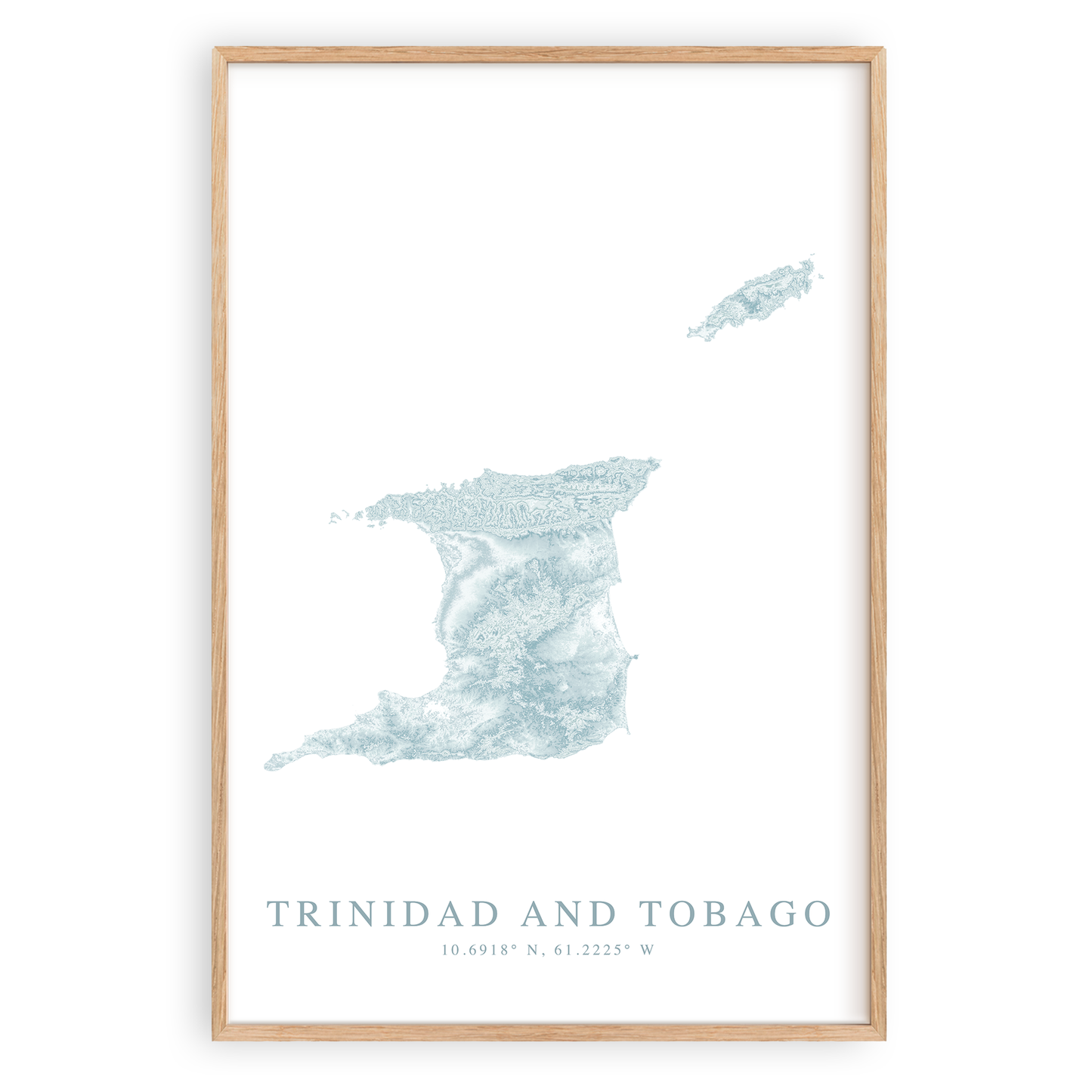 trinidad and tobago map print in wood frame