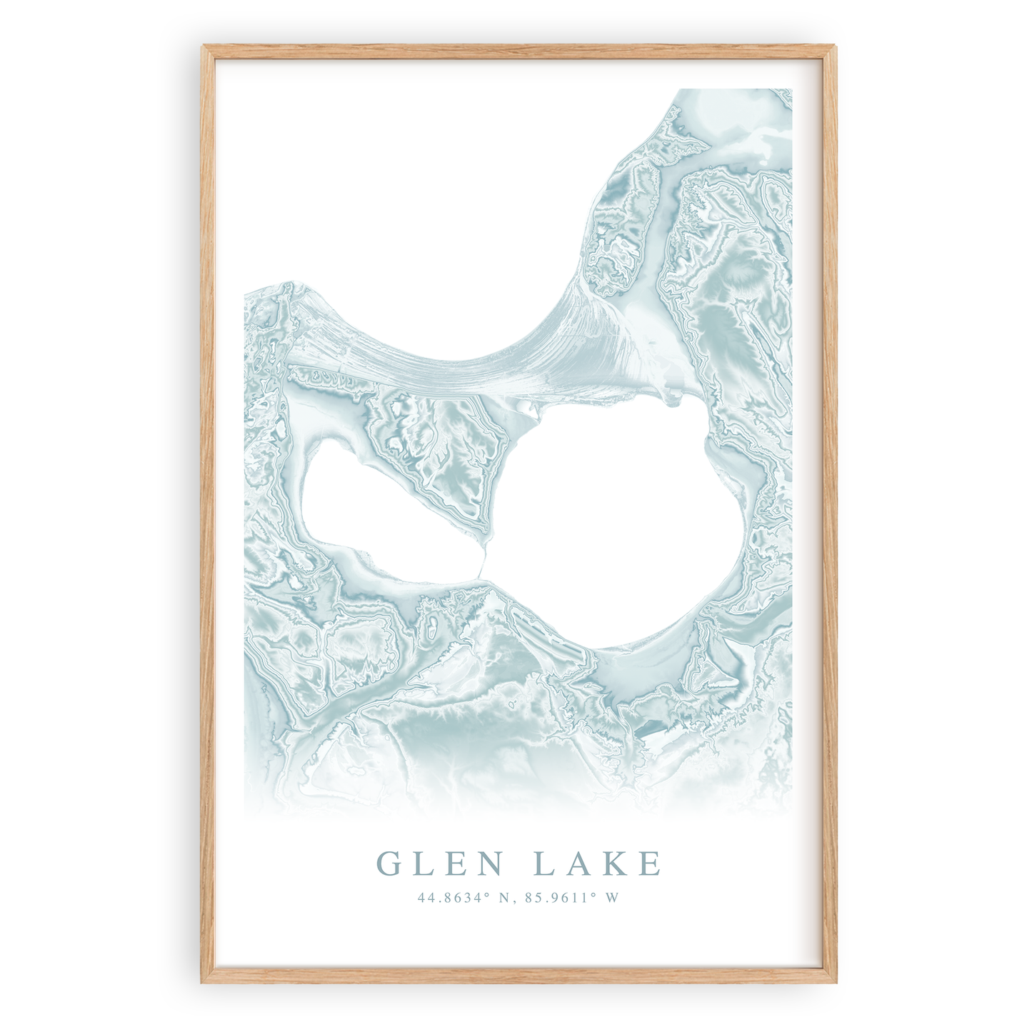 glen lake michigan map print in wood frame