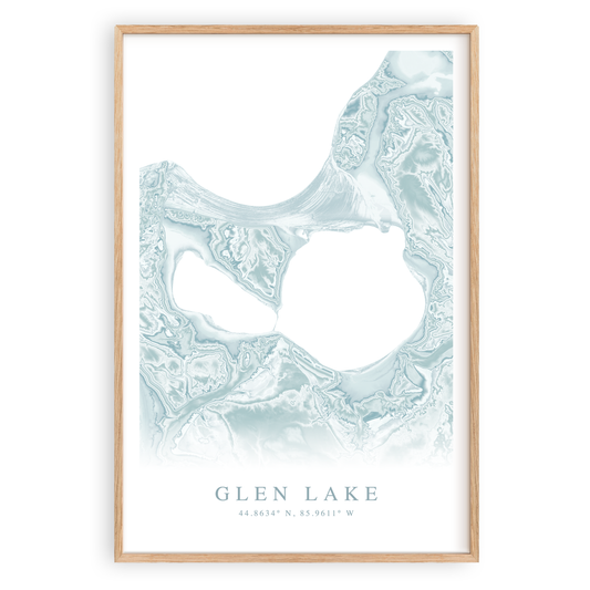 glen lake michigan map print in wood frame