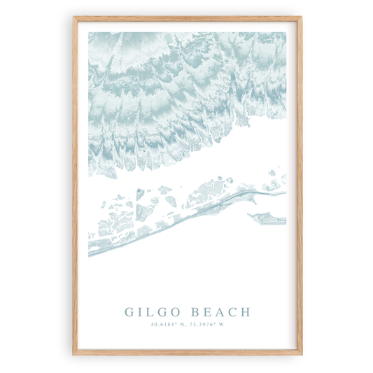 gilgo beach new york map print in wood frame