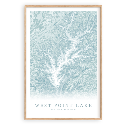 west point lake georgia map print in wood frame