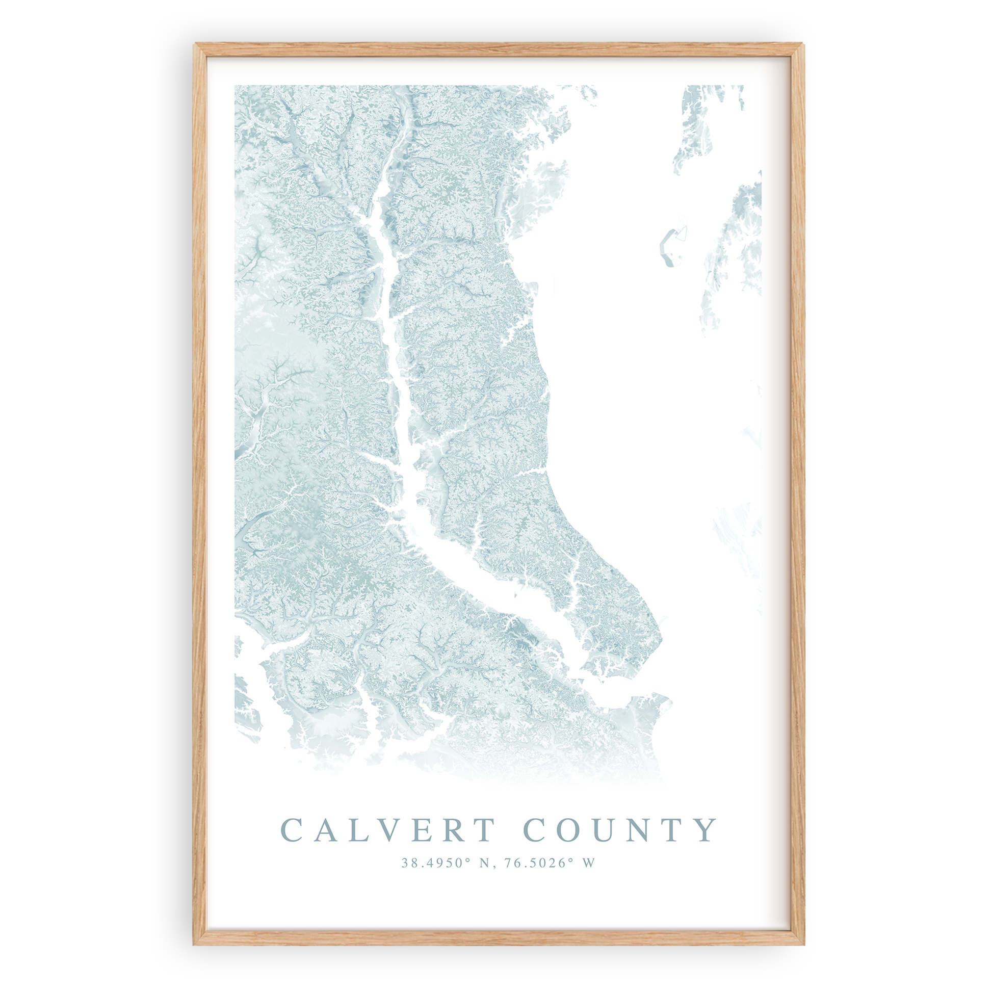 calvert county maryland map print in wood frame