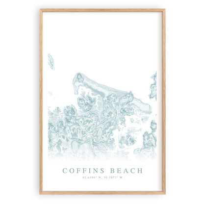 coffins beach gloucester massachusetts map print in wood frame
