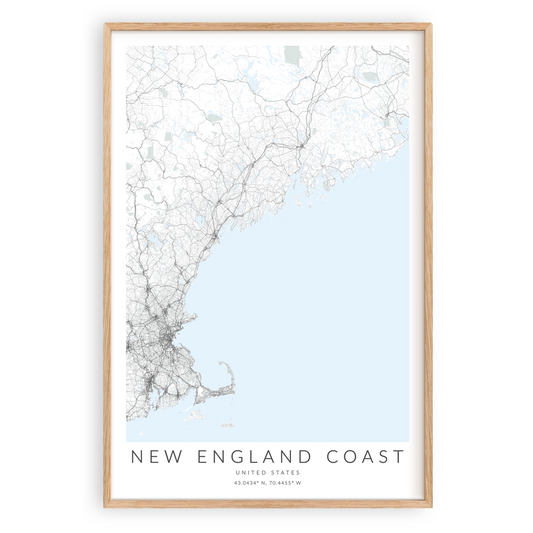 New England Coast Map Print