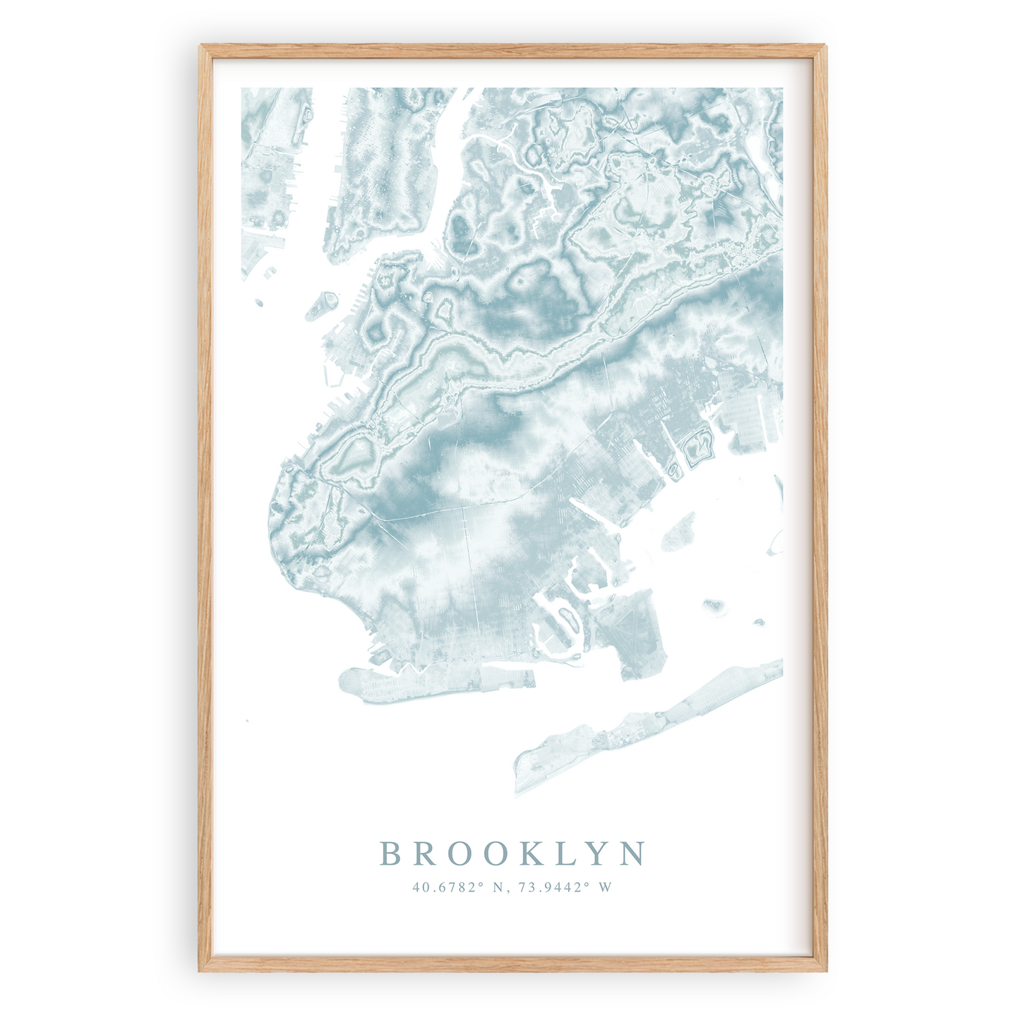 brooklyn new york map print in wood frame