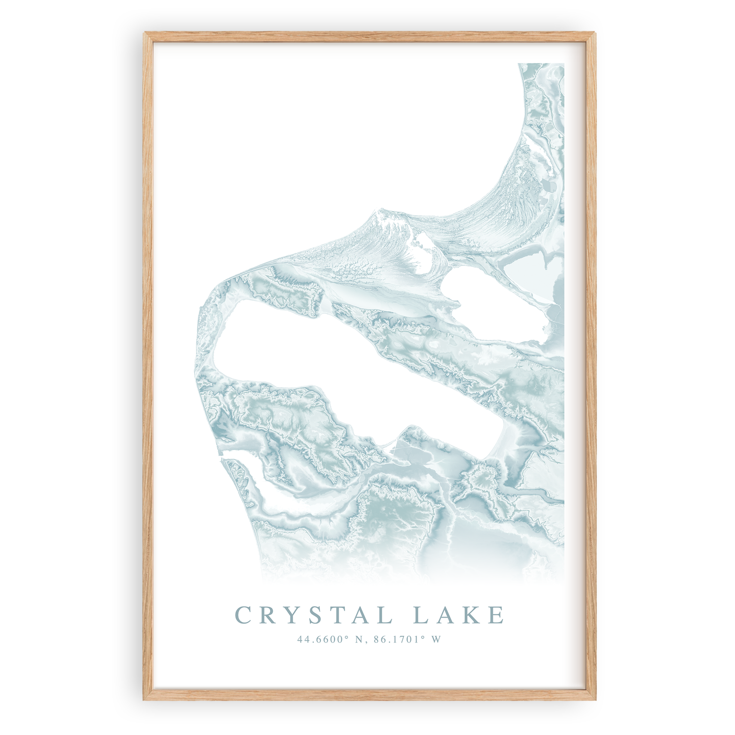 crystal lake michigan map print in wood frame