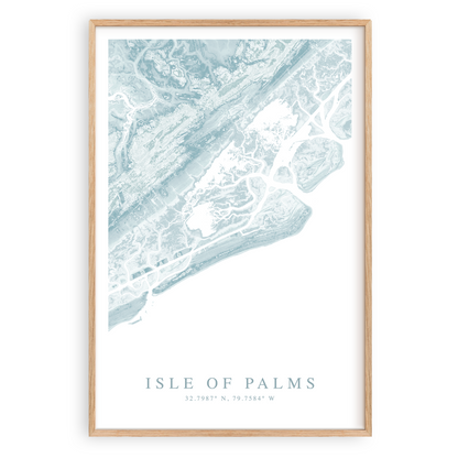 isle of palms south carolina map print