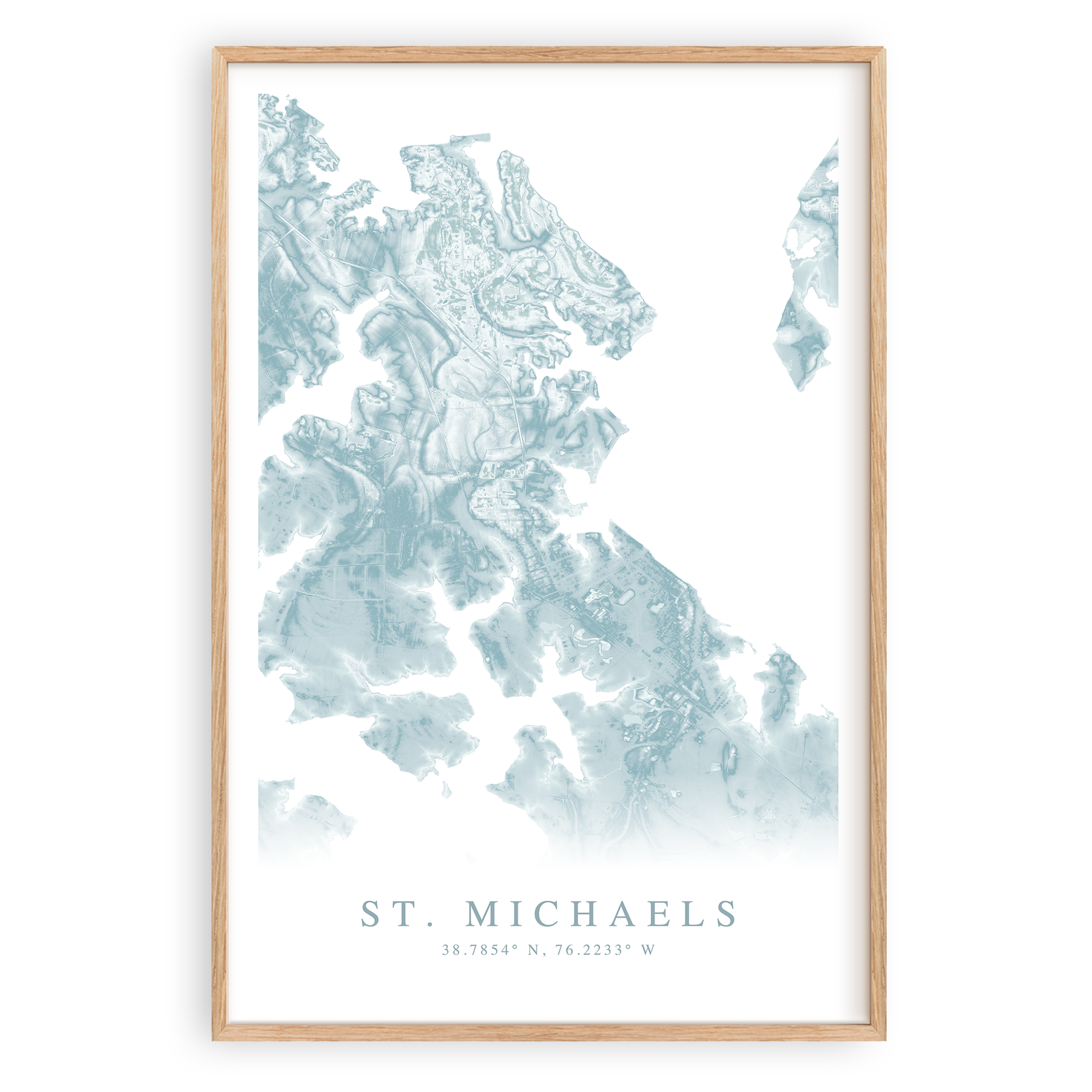 st michaels maryland map print in wood frame