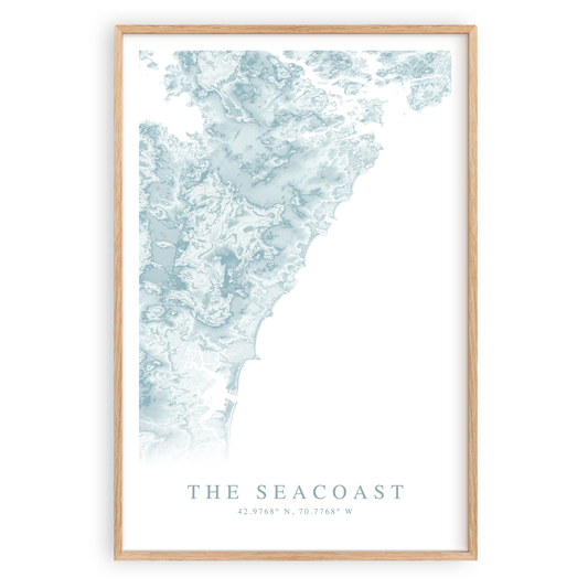 seacoast new hampshire map print in wood frame