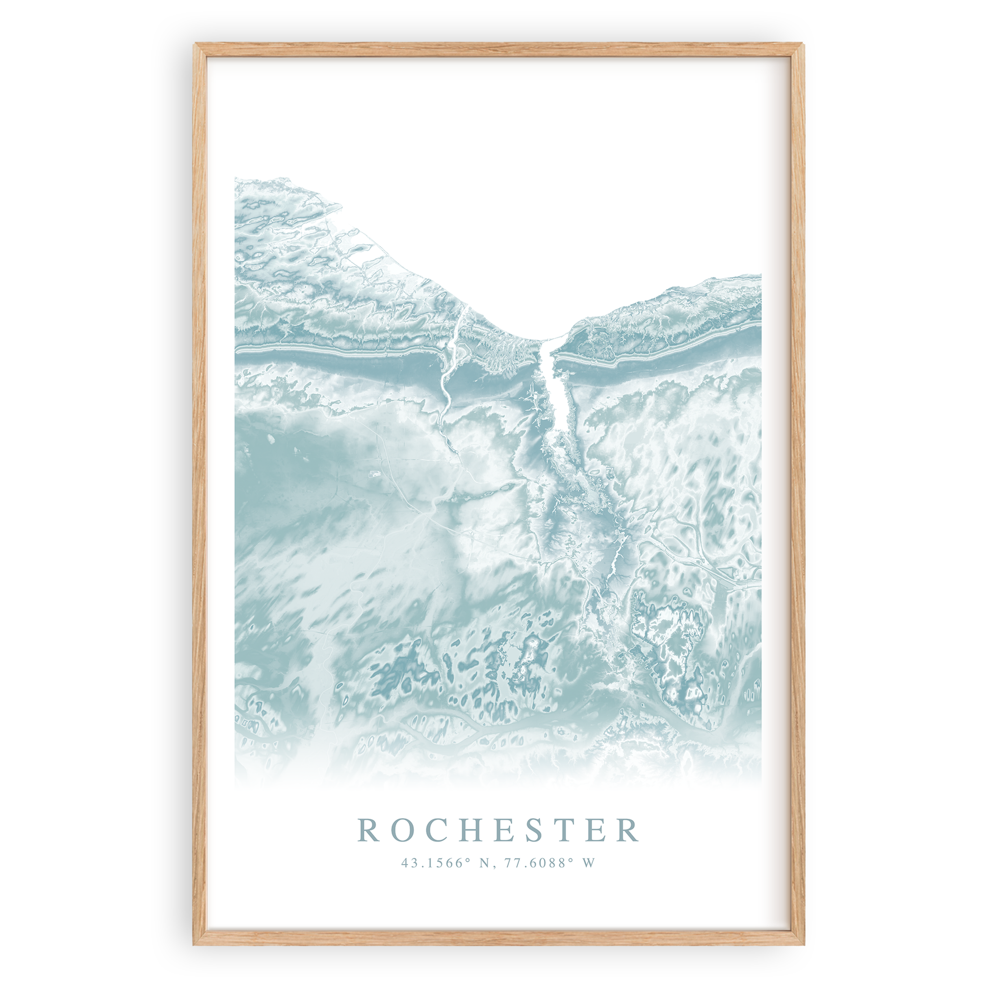 rochester new york map print in wood frame