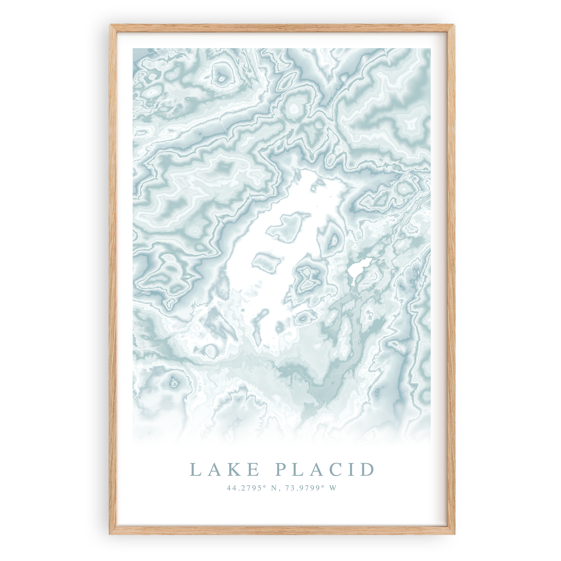 lake placid new york map print in wood frame