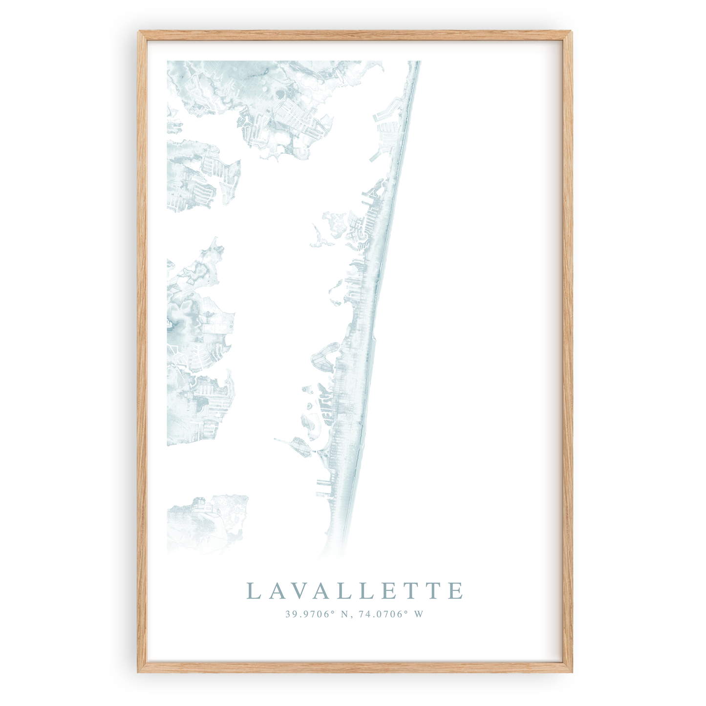 lavallette new jersey map print in wood frame