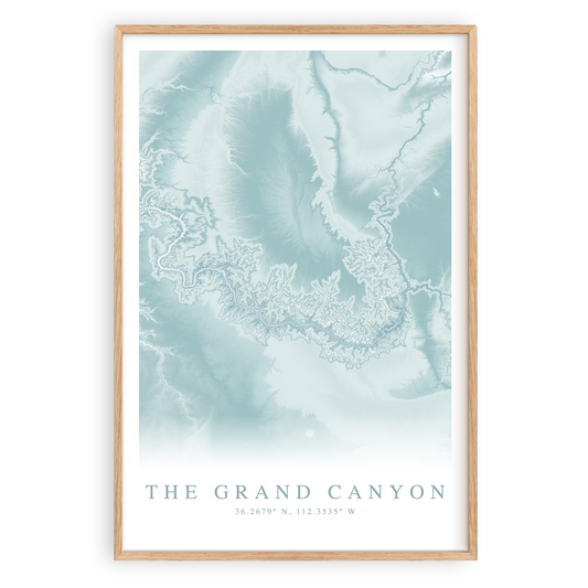grand canyon arizona map print in wood frame