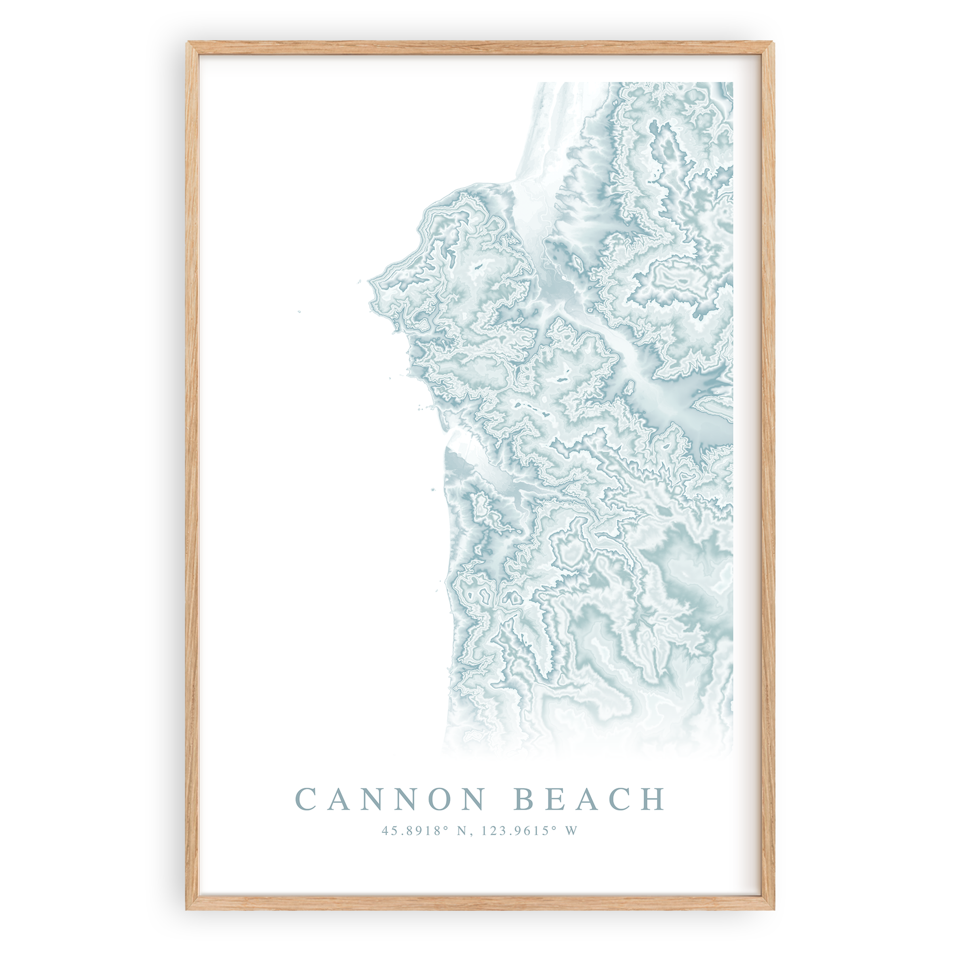cannon beach oregon map print in wood frame
