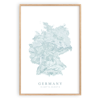 germany map print in wood frame