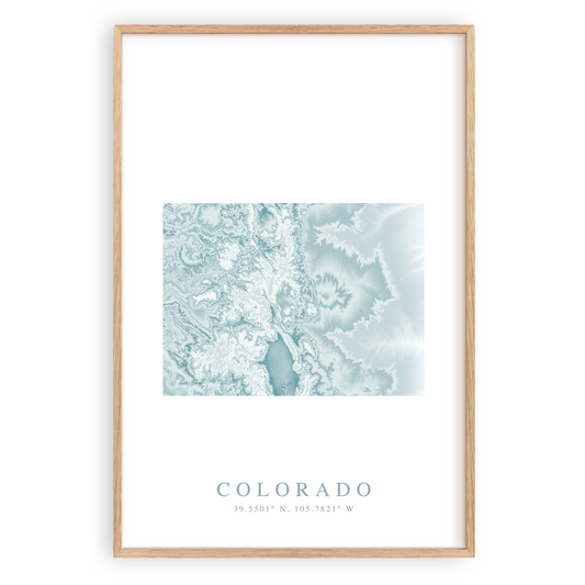 colorado map print in wood frame