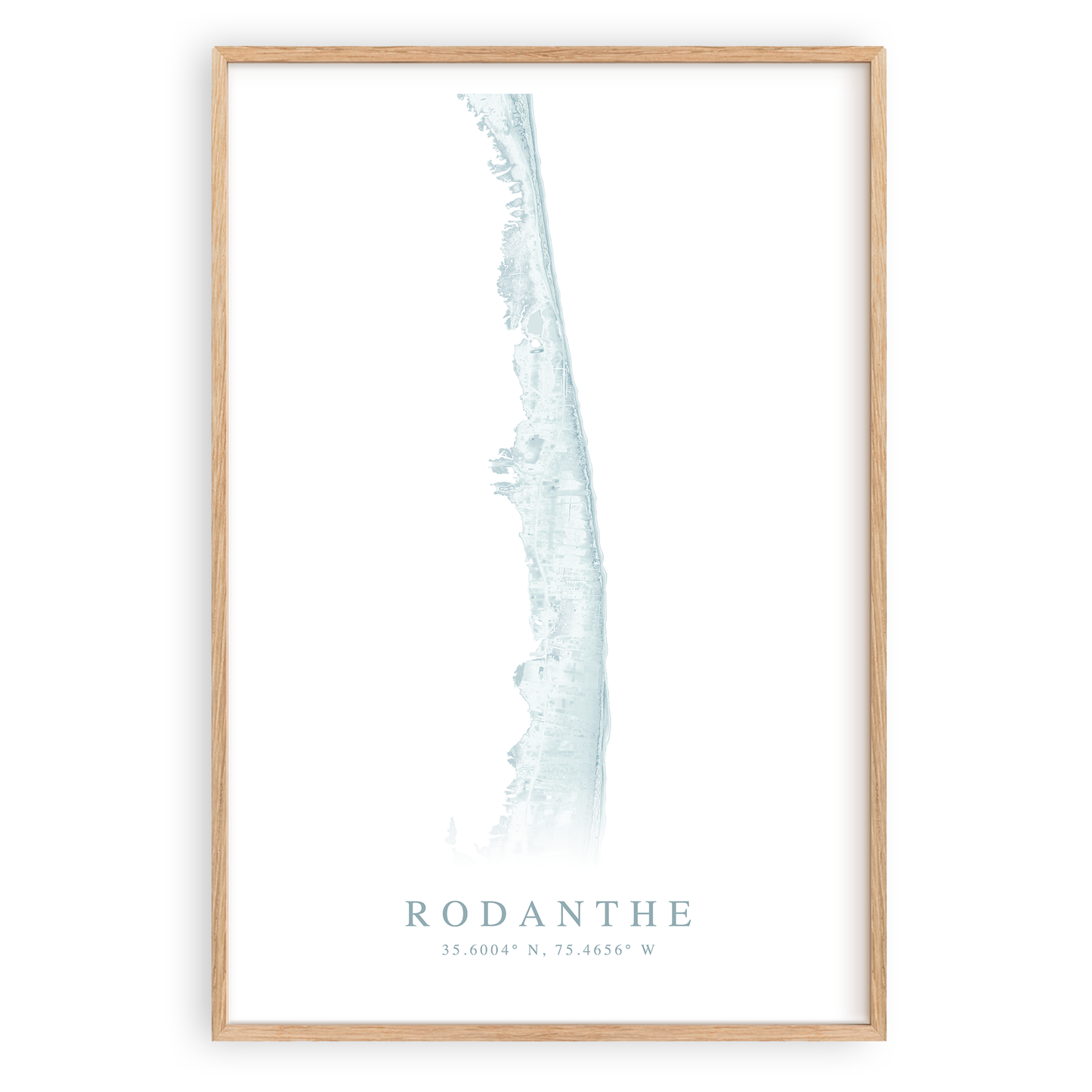 rodanthe north carolina map print in wood frame