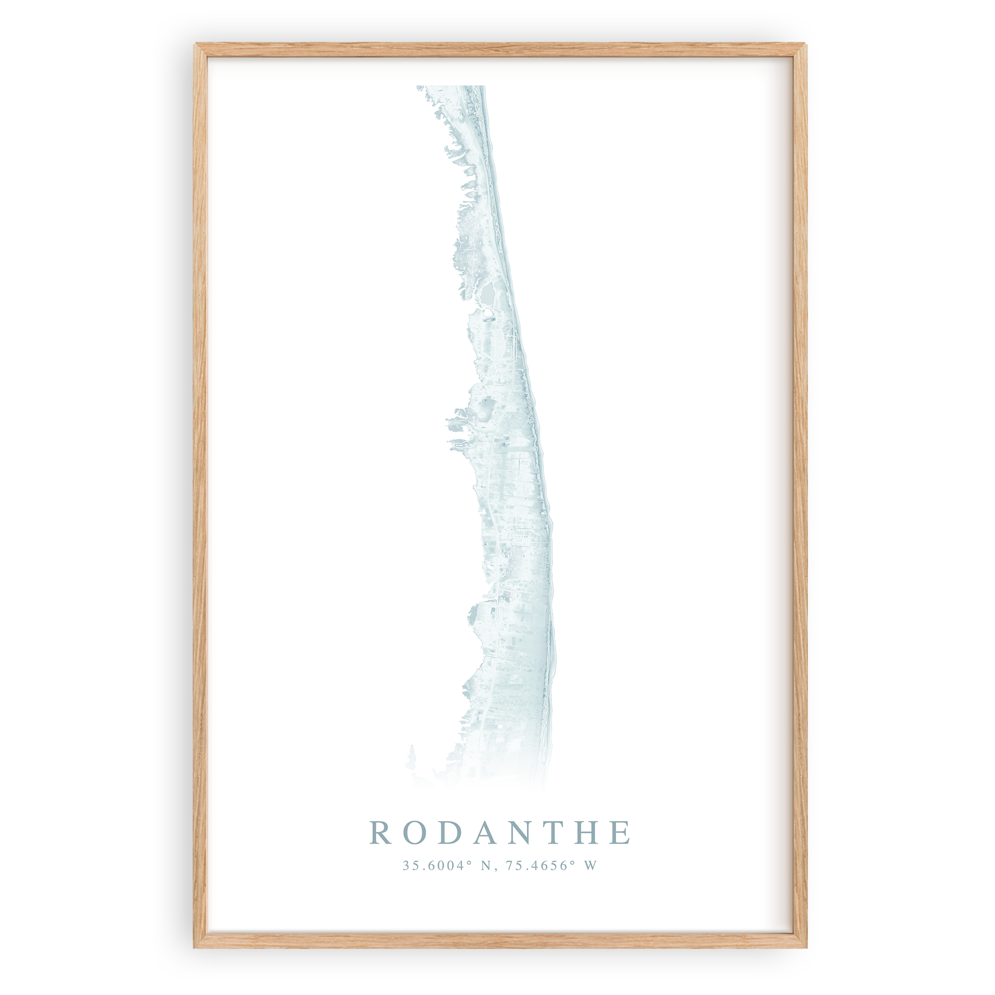 rodanthe north carolina map print in wood frame
