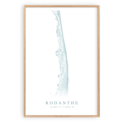 rodanthe north carolina map print in wood frame