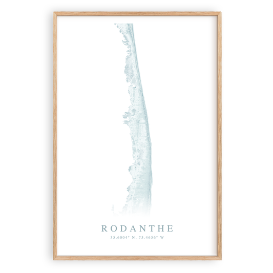 rodanthe north carolina map print in wood frame