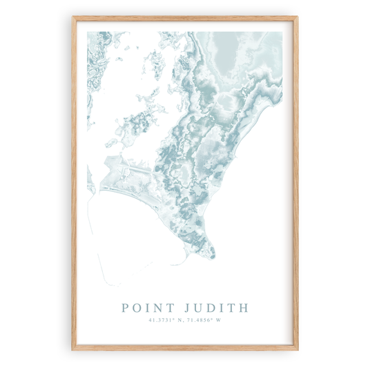 point judith rhode island map print in wood frame