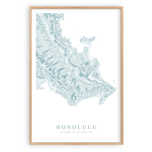 honolulu hawaii map print