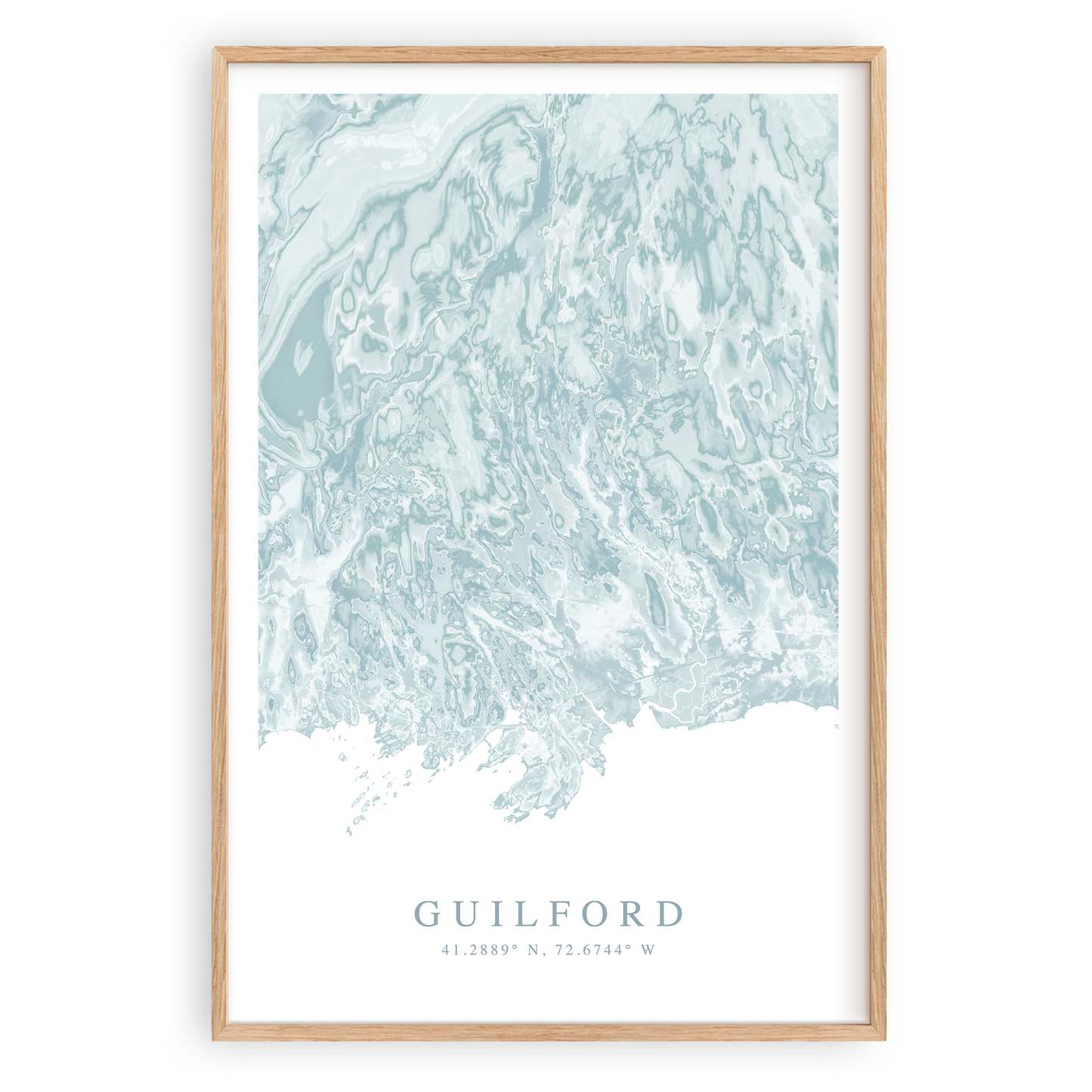 guilford connecticut map poster in wood frame