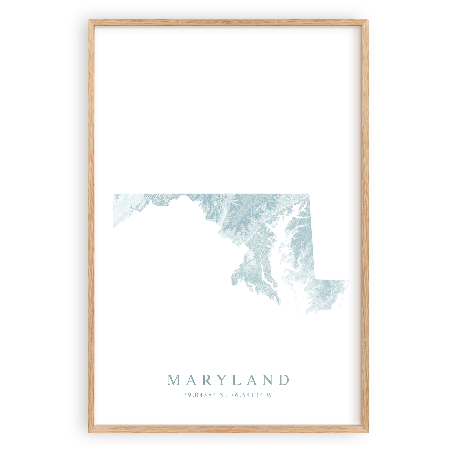 maryland map poster in wood frame