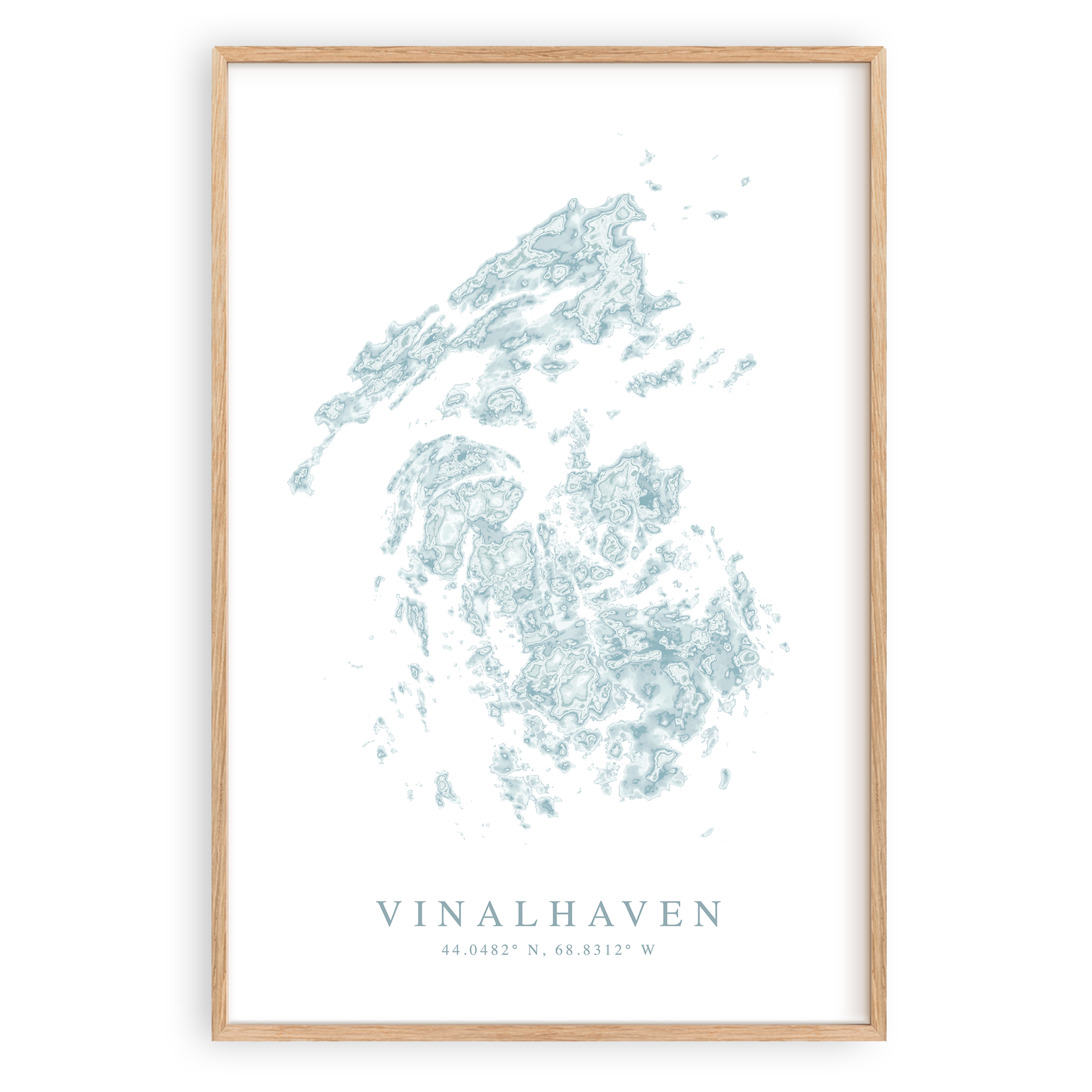 vinalhaven maine map print in wood frame
