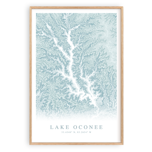 lake oconee georgia map print in wood frame