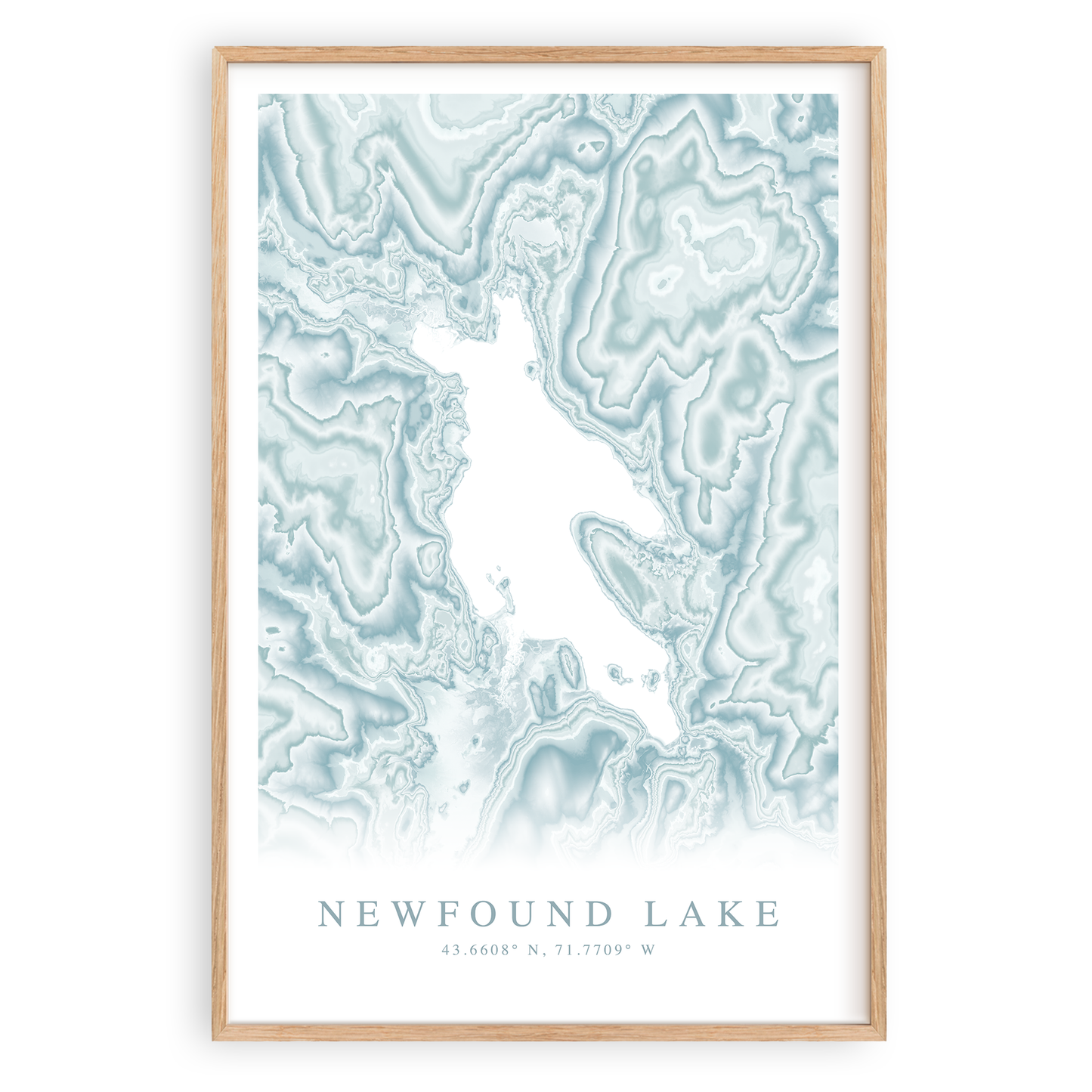 newfound lake new hampshire map print in wood frame