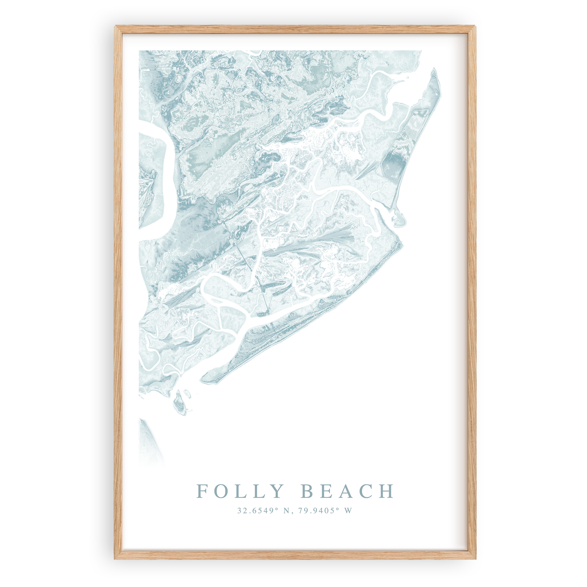 folly beach south carolina map print