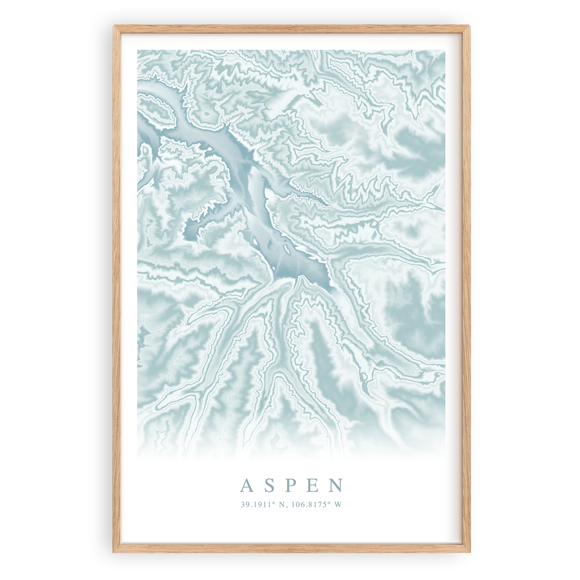 aspen colorado map print in wood frame