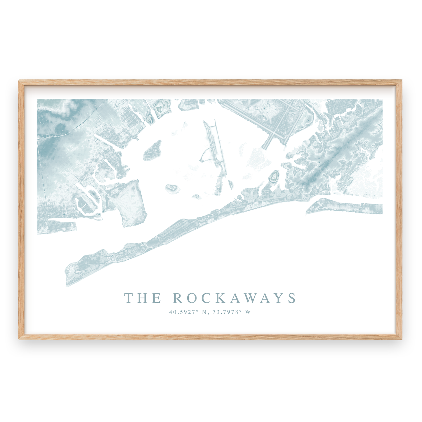 the rockaways new york map print in wood frame
