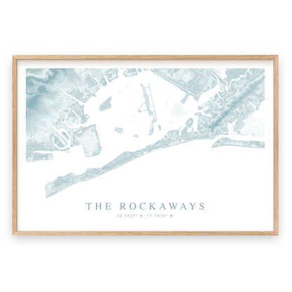 the rockaways new york map print in wood frame