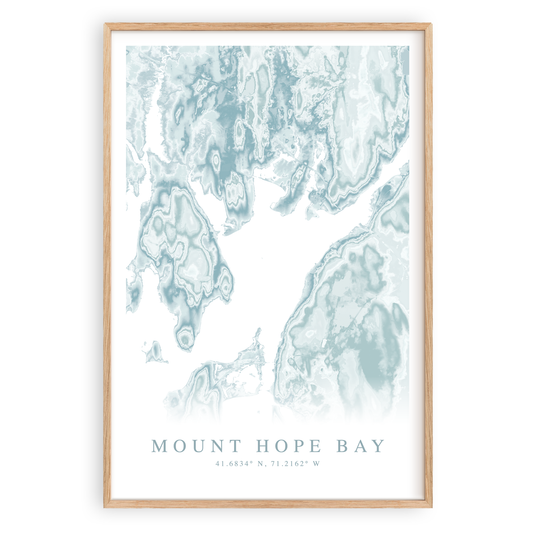 mount hope bay map print in wood frame