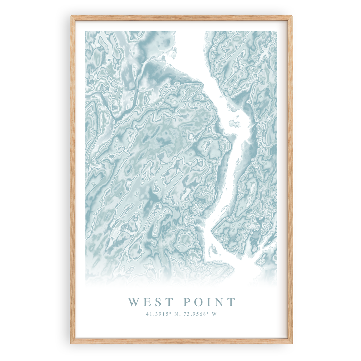 west point new york map print in wood frame